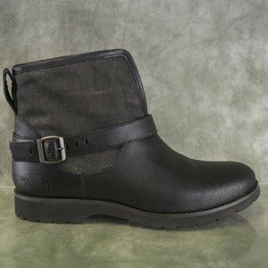 North Face BLACK/GRY Leather & Canvas BALLARD II PULL ON Ankle Boots Size 9 ANB